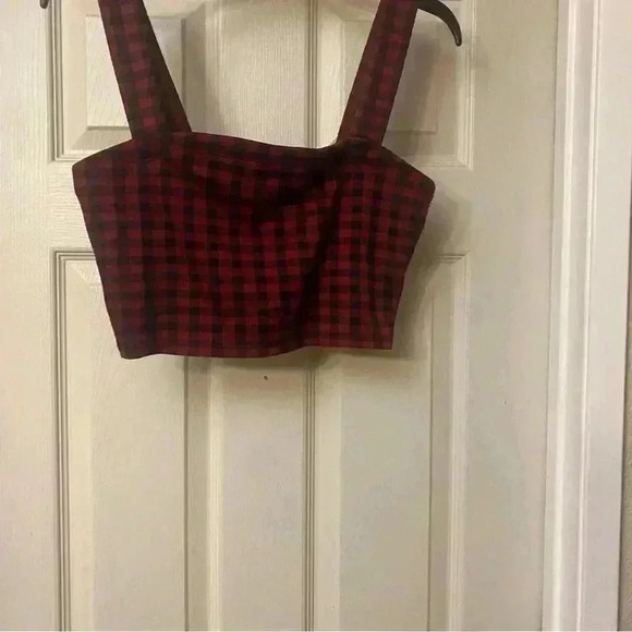 Women’s 2 piece gingham cropped top and flare pant set. Size M. - Picture 4 of 10